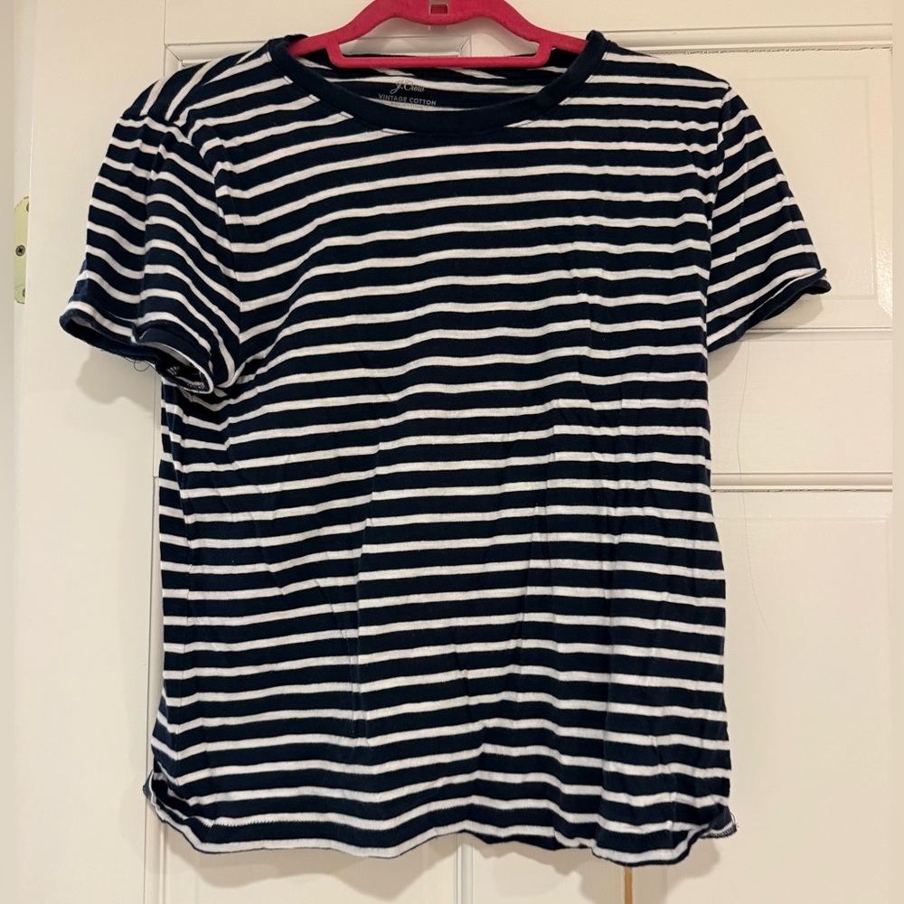 J crew Navy and White Striped T-Shirt